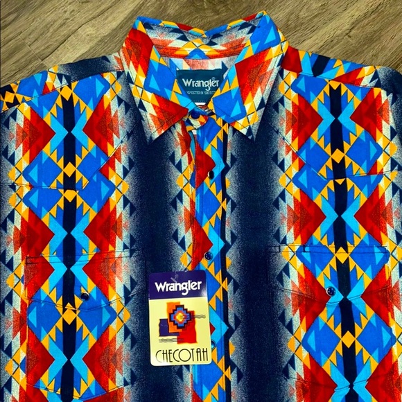 Men’s Size Large Tall Wrangler Aztec Western Button-up Shirt